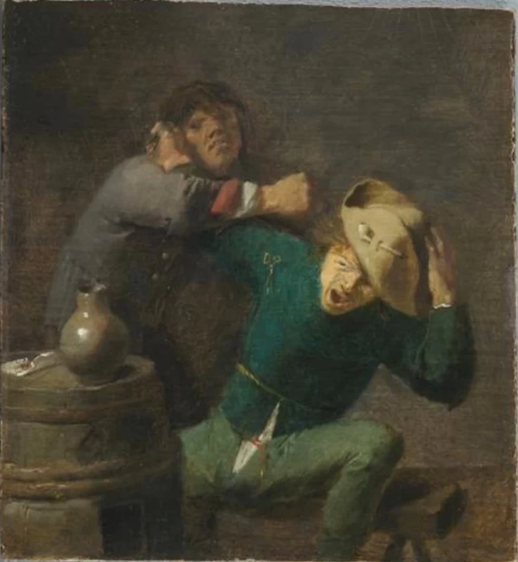 Due contadini che litigano vicino a un barile - Alte Pinakothek, Monaco di Baviera